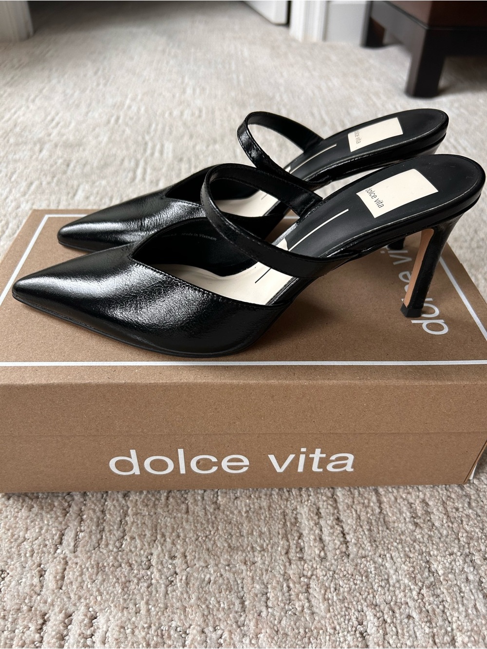 Dolce Vita Black Pointed-Toe Slingback Stiletto Heels